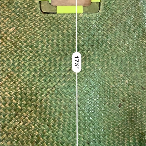 Vintage Rosella Carrara Green Straw Tote Wood Handle Large Unused Perfect Condit - Picture 11 of 14